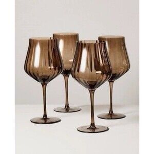 Hearth & Hand Magnolia Set of 4 Wine Glasses 20oz Brown